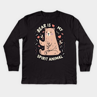 Bear is my spirit animal Kids Long Sleeve T-Shirt